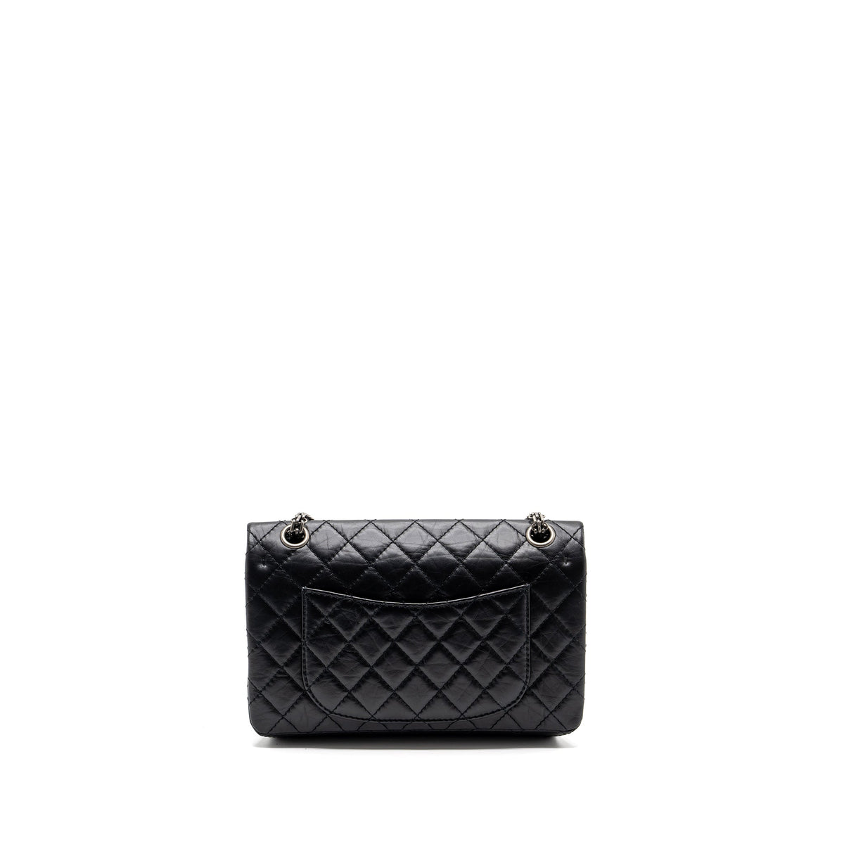 CHANEL SMALL 2.55 REISSUE FLAP BAG AGED CALFSKIN BLACK RUTHENIUM HARDWARE(MICROCHIP)