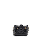 CHANEL CHEVRON SMALL GABRIELLE HOBO BAG CALFSKIN BLACK MULTICOLOR HARDWARE