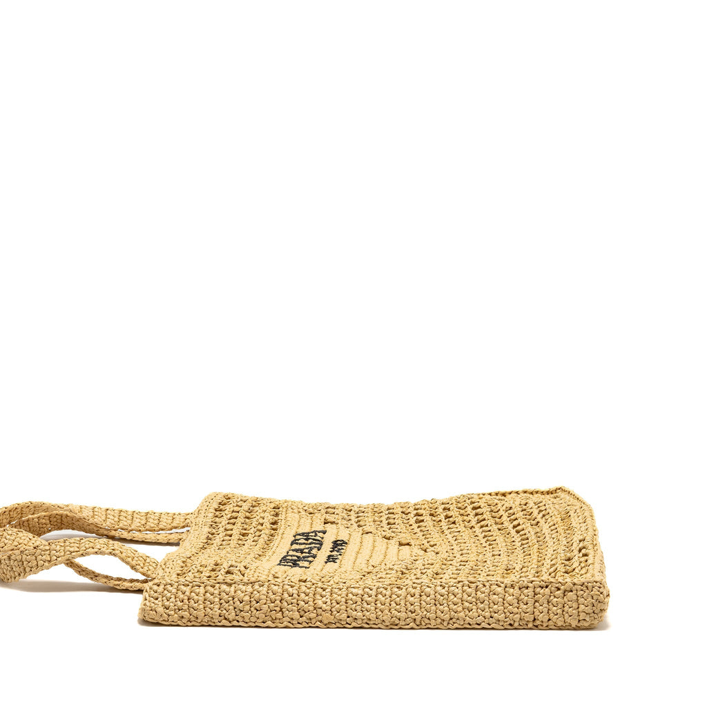 Prada Crochet raffia tote bag beige