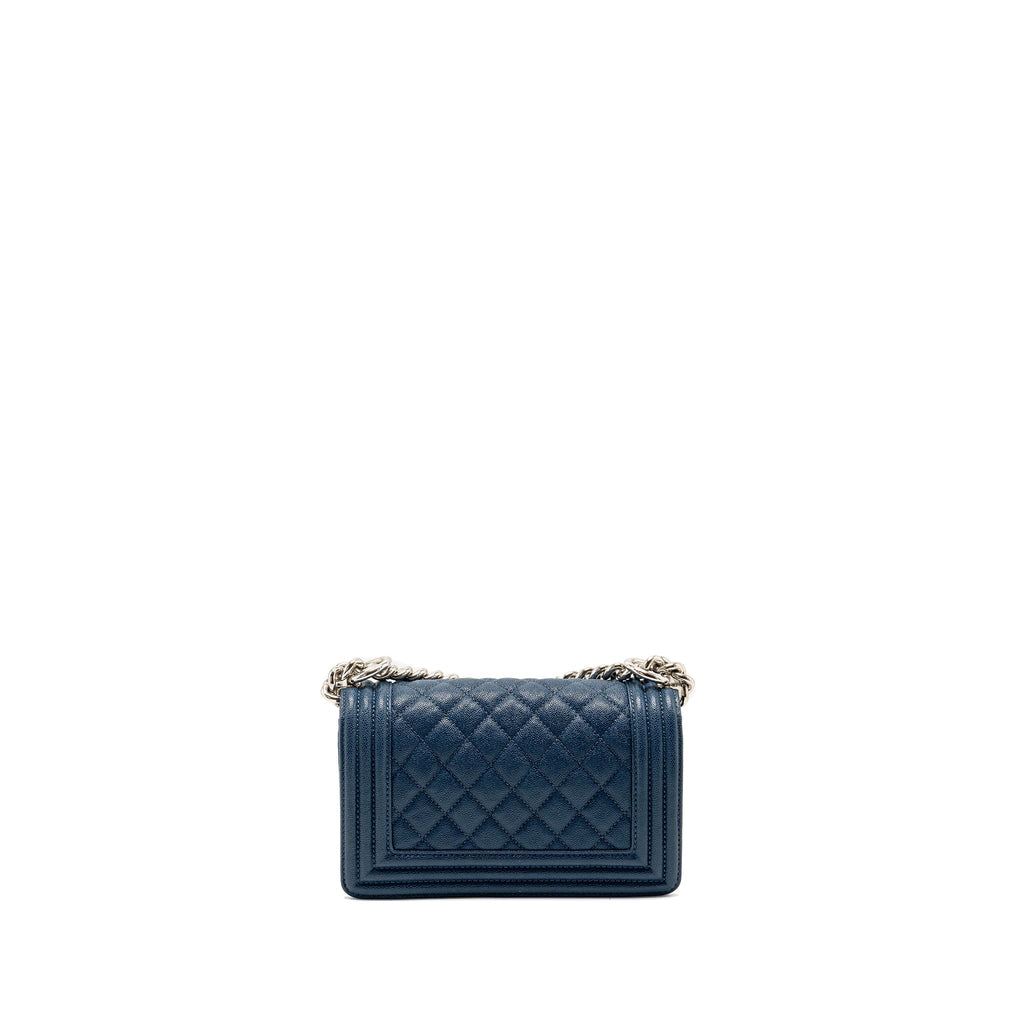 CHANEL SMALL BOY BAG CAVIAR NAVY SHW