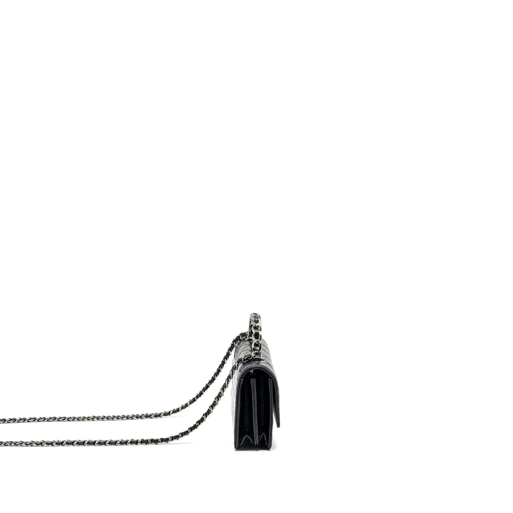 CHANEL CRYSTAL TOP HANDLE MINI FLAP BAG CALFSKIN BLACK WITH BLACK HARDWARE (MICROCHIP)