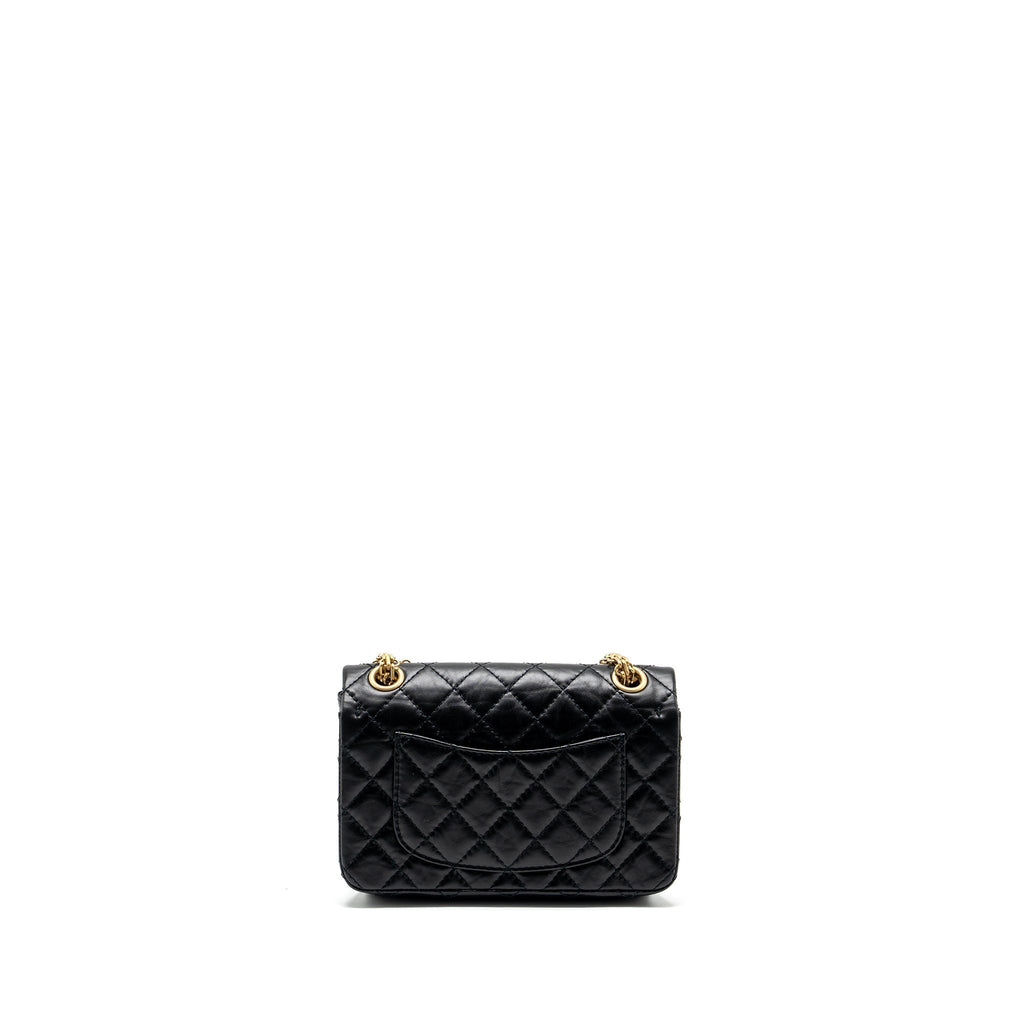 CHANEL MINI 2.55 REISSUE FLAP BAG AGED CALFSKIN BLACK GHW