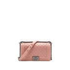 CHANEL MEDIUM BOY BAG LAMBSKIN LIGHT PINK RUTHENIUM HARDWARE