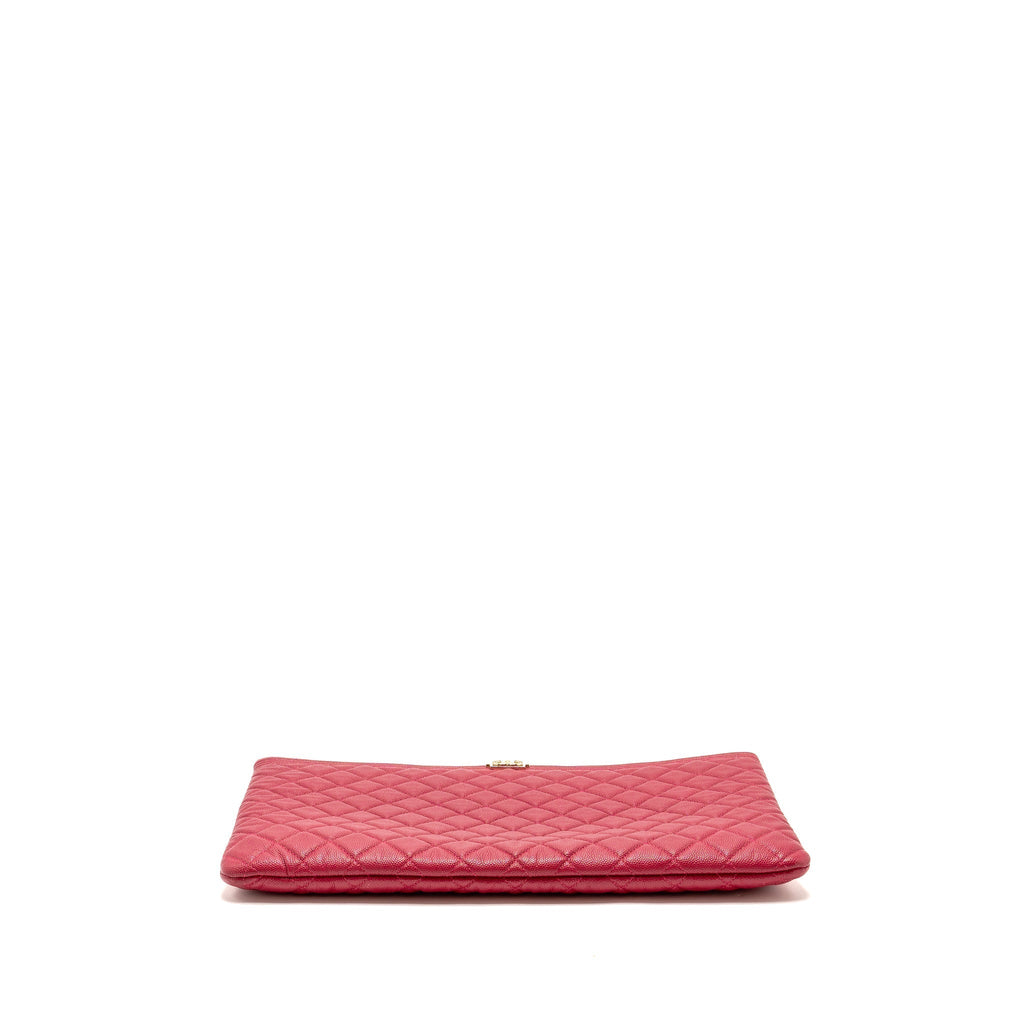 CHANEL LARGE BOY O CASE ZIP POUCH CAVIAR PINK LGHW