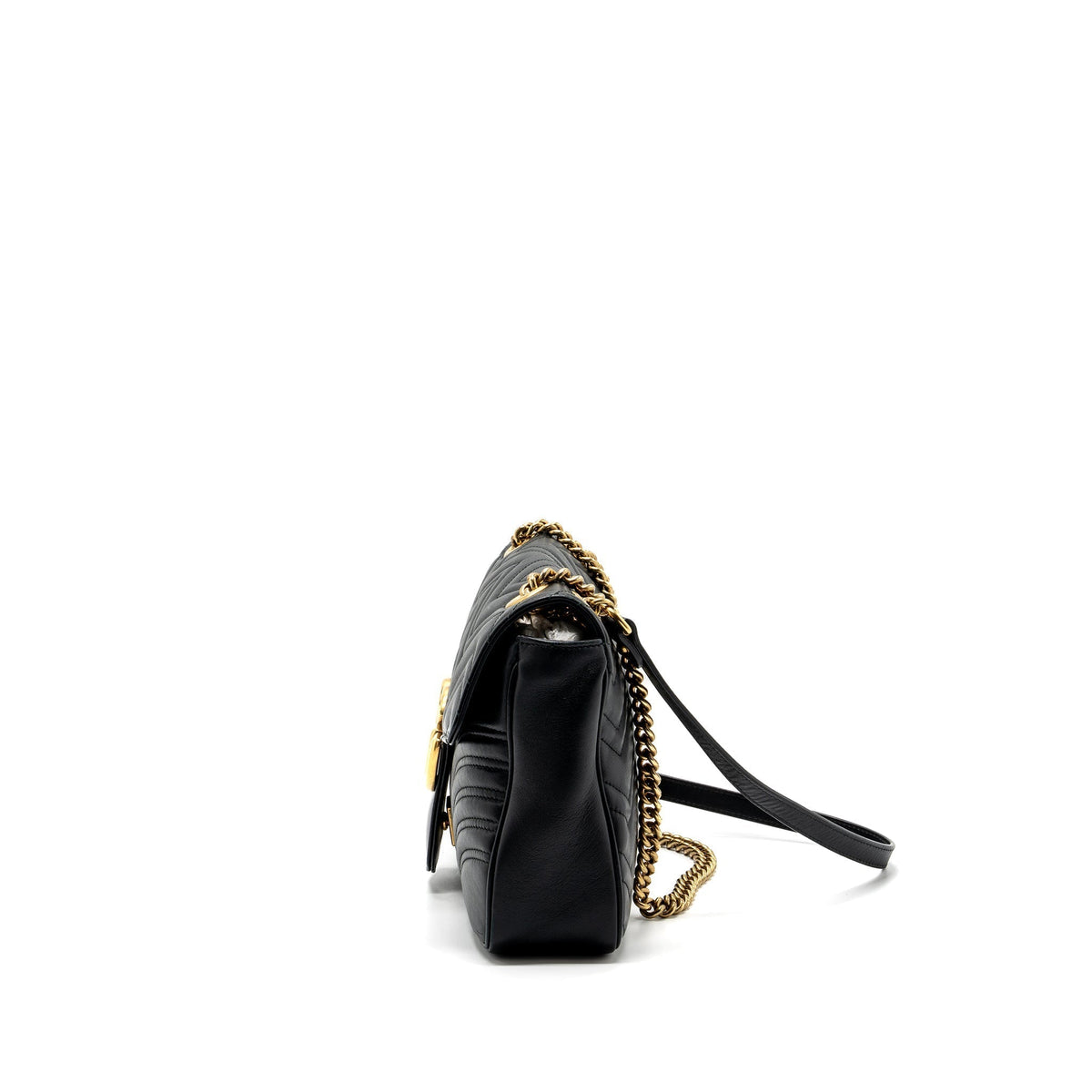 GUCCI MEDIUM GG MARMONT BAG CALFSKIN BLACK GHW