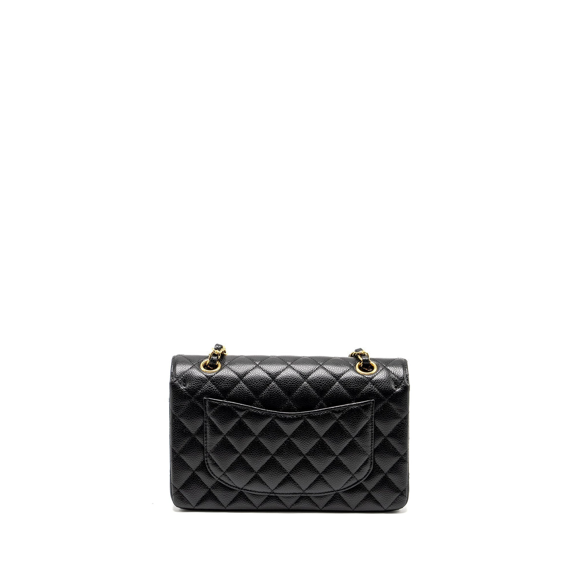 CHANEL SMALL CLASSIC DOUBLE FLAP BAG CAVIAR BLACK GHW (MICROCHIP)