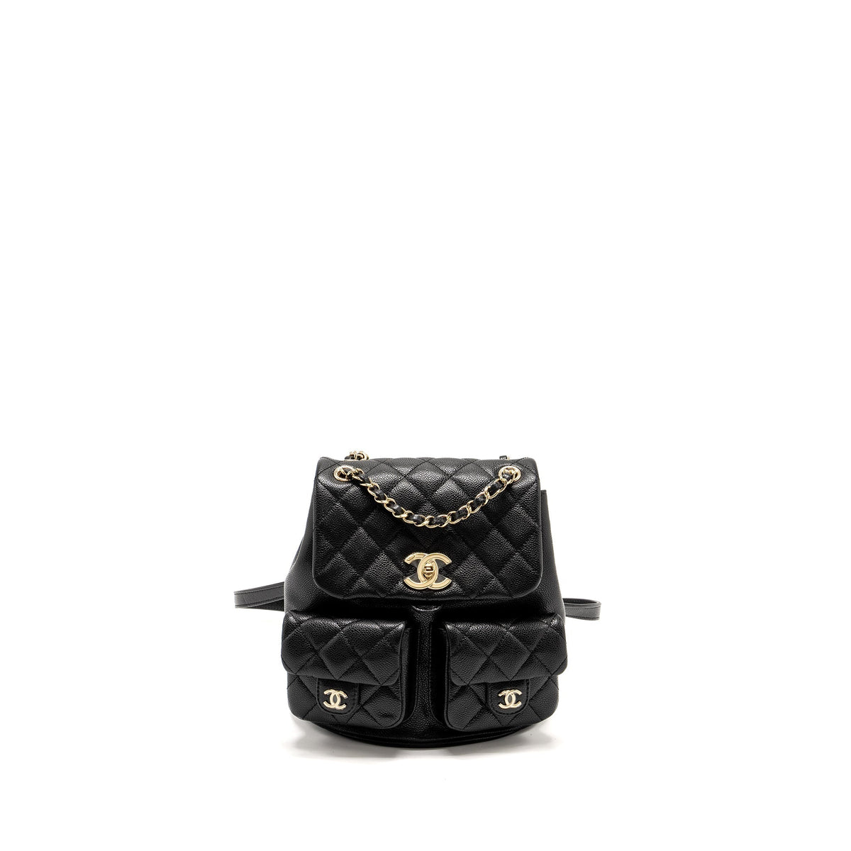 CHANEL TRIPLE PACK DUMA BACKPACK CAVIAR BLACK LGHW (MICROCHIP)