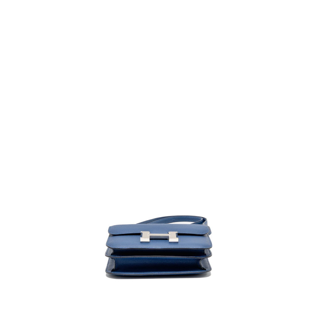 Hermes Mini Constance Epsom P5 Bleu Tie SHW