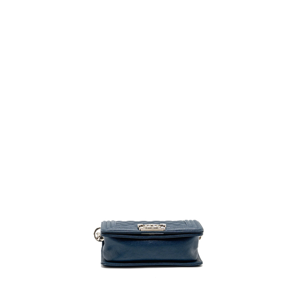 CHANEL SMALL BOY BAG CAVIAR NAVY SHW