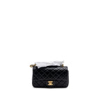 CHANEL PEARL CRUSH MINI RECTANGULAR LAMBSKIN BLACK BRUSHED GHW (MICROCHIP)