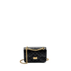 CHANEL MINI 2.55 REISSUE FLAP BAG AGED CALFSKIN BLACK GHW