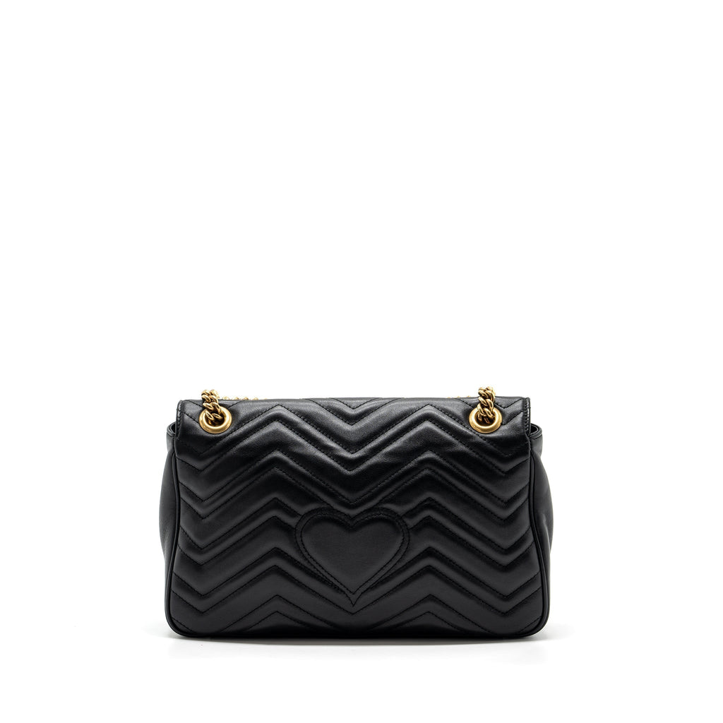 GUCCI MEDIUM GG MARMONT BAG CALFSKIN BLACK GHW