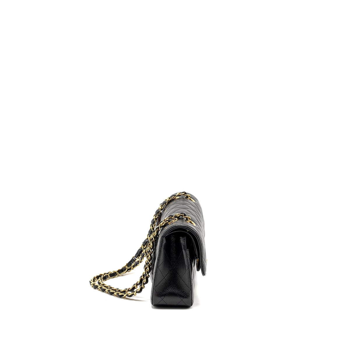 CHANEL SMALL CLASSIC DOUBLE FLAP BAG CAVIAR BLACK GHW (MICROCHIP)