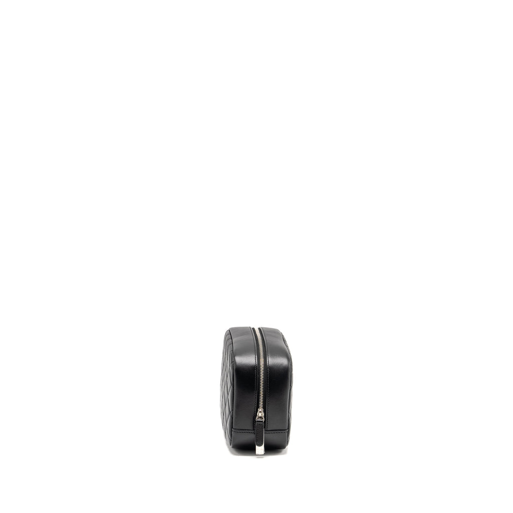 CHANEL QUILTED COSMETIC POUCH LAMBSKIN BLACK SHW