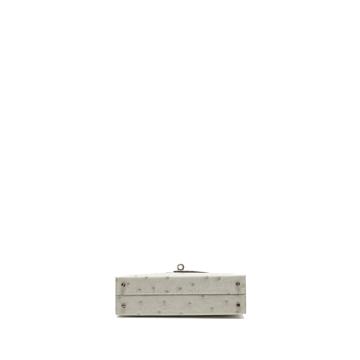 Hermes Mini Kelly II Special Order Ostrich Gris Perle / Graphite SHW