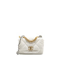CHANEL SMALL 19 BAG SHINY GOATSKIN WHITE MULTICOLOURED HARDWARE
