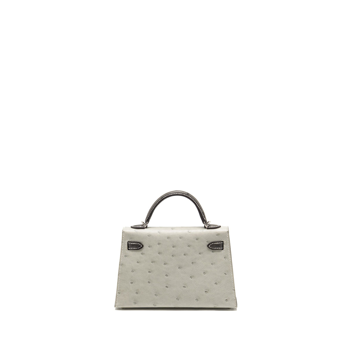Hermes Mini Kelly II Special Order Ostrich Gris Perle / Graphite SHW