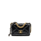 CHANEL SMALL 19 BAG GOATSKIN BLACK MULTICOLOUR HARDWARE