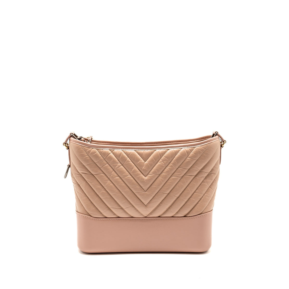 CHANEL CHEVRON GABRIELLE HOBO BAG CALFSKIN PINK BEIGE MULTICOLOUR HARDWARE