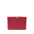 CHANEL LARGE BOY O CASE ZIP POUCH CAVIAR PINK LGHW