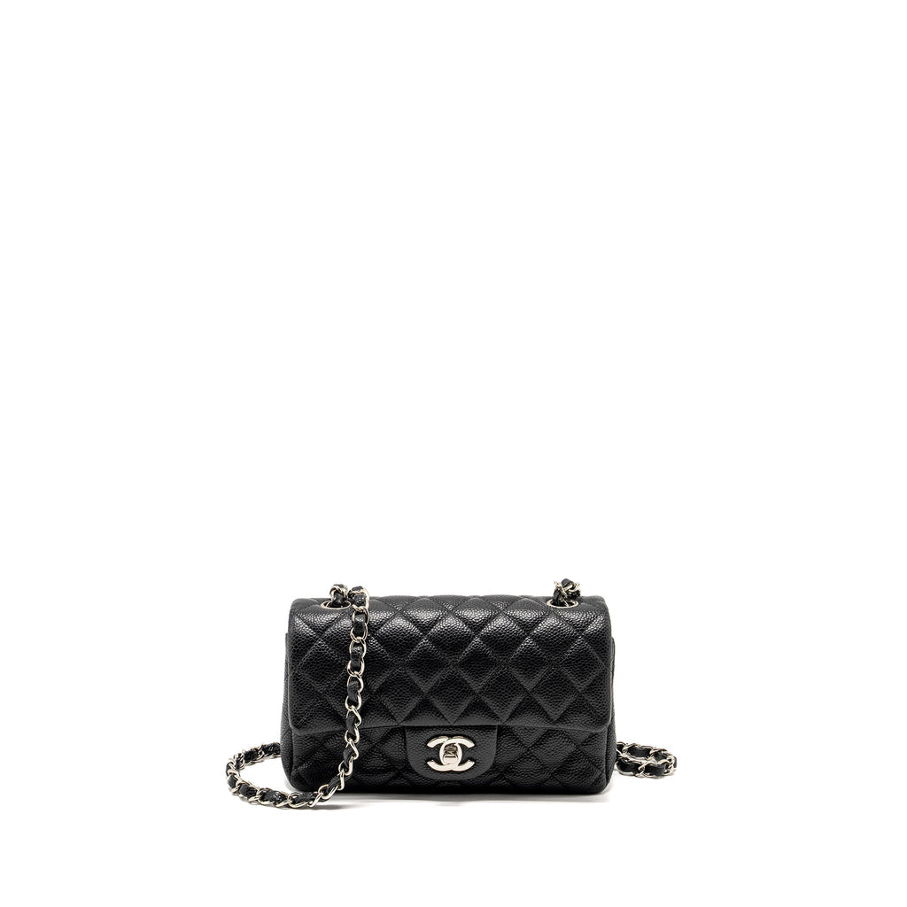 CHANEL MINI RECTANGULAR FLAP BAG CAVIAR BLACK SHW