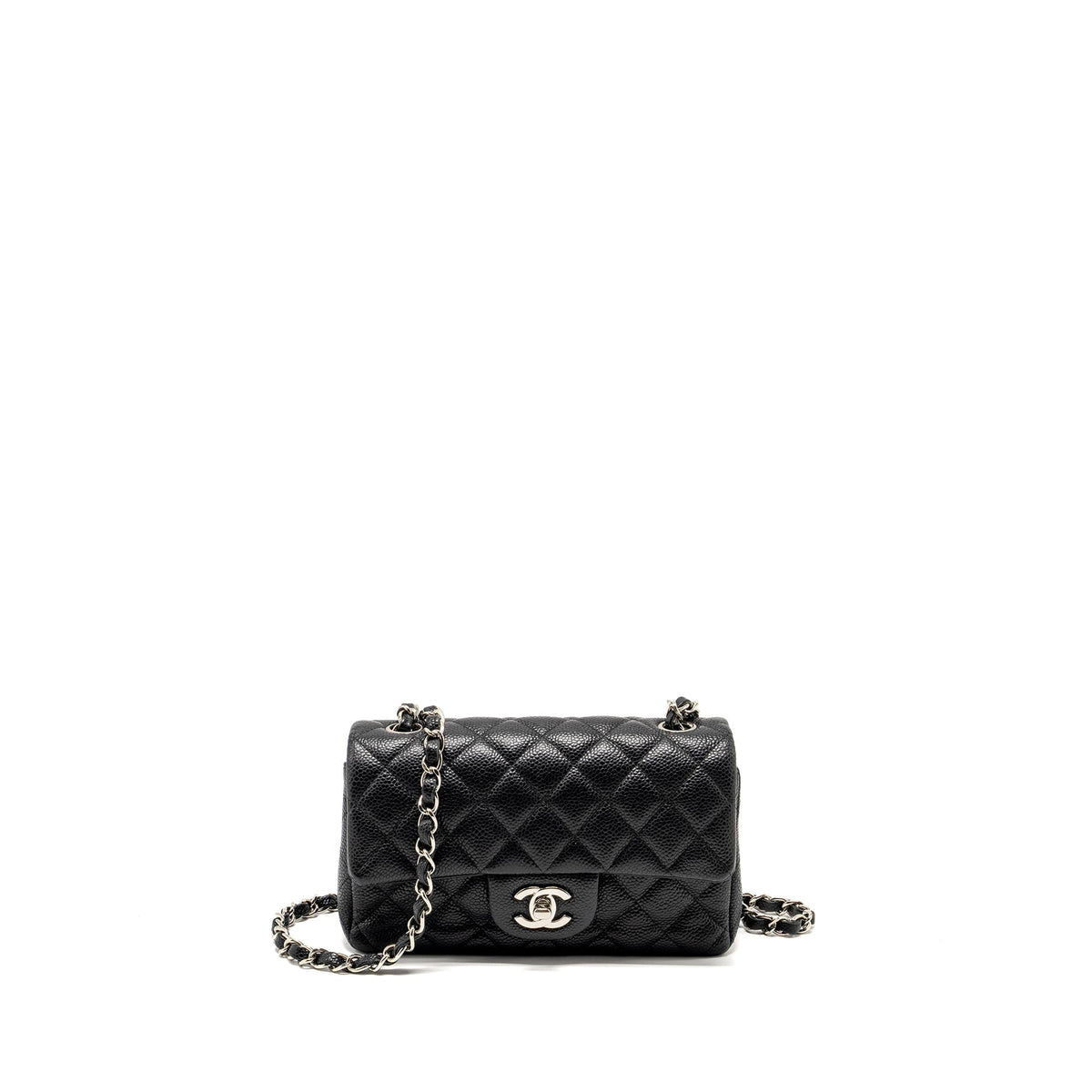 CHANEL MINI RECTANGULAR FLAP BAG CAVIAR BLACK SHW
