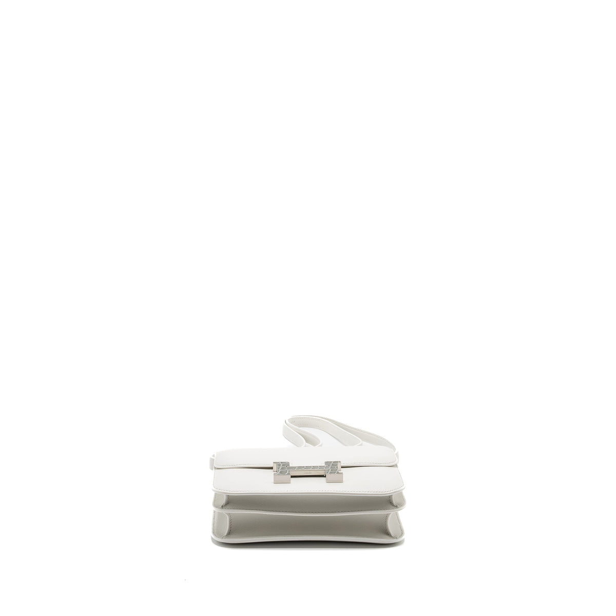 HERMES MINI CONSTANCE EVERCOLOR/ALLIGATOR MISSISSIPPIENSIS LISSE BUCKLE NEW WHITE / GRIS CIMENT SHW