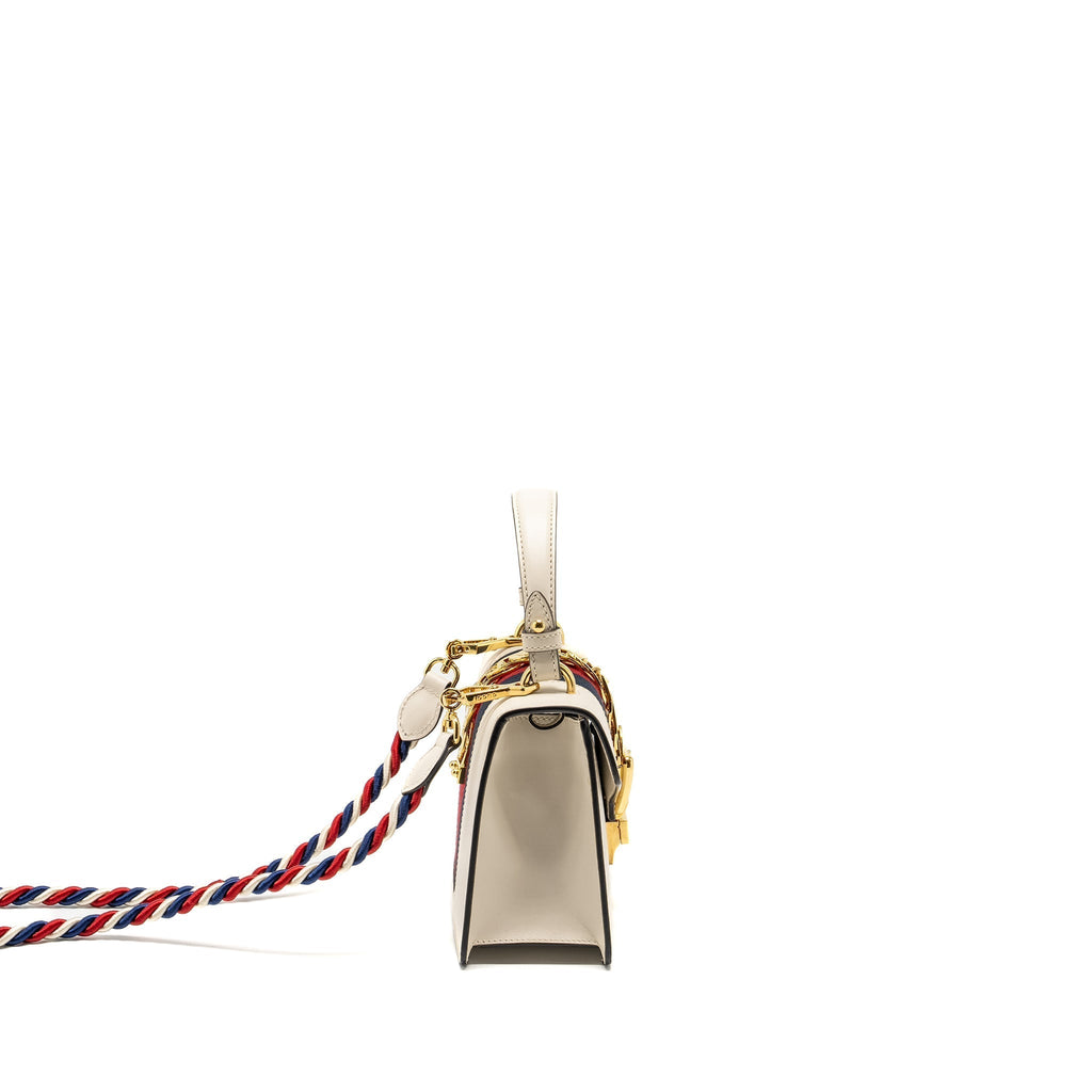 GUCCI MINI SYLVIE TOP HANDLE BAG CALFSKIN WHITE GHW