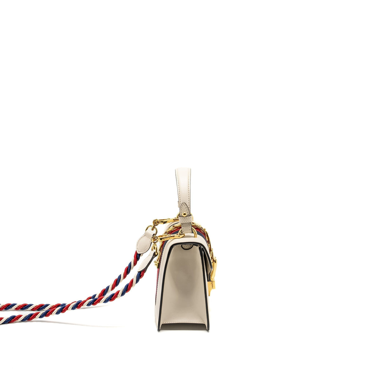 GUCCI MINI SYLVIE TOP HANDLE BAG CALFSKIN WHITE GHW