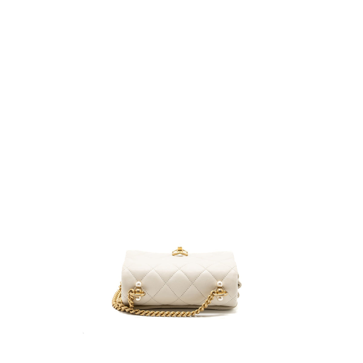 CHANEL QUILTED MINI FLAP BAG CALFSKIN WHITE GHW