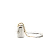 CHANEL SMALL 19 BAG SHINY GOATSKIN WHITE MULTICOLOURED HARDWARE
