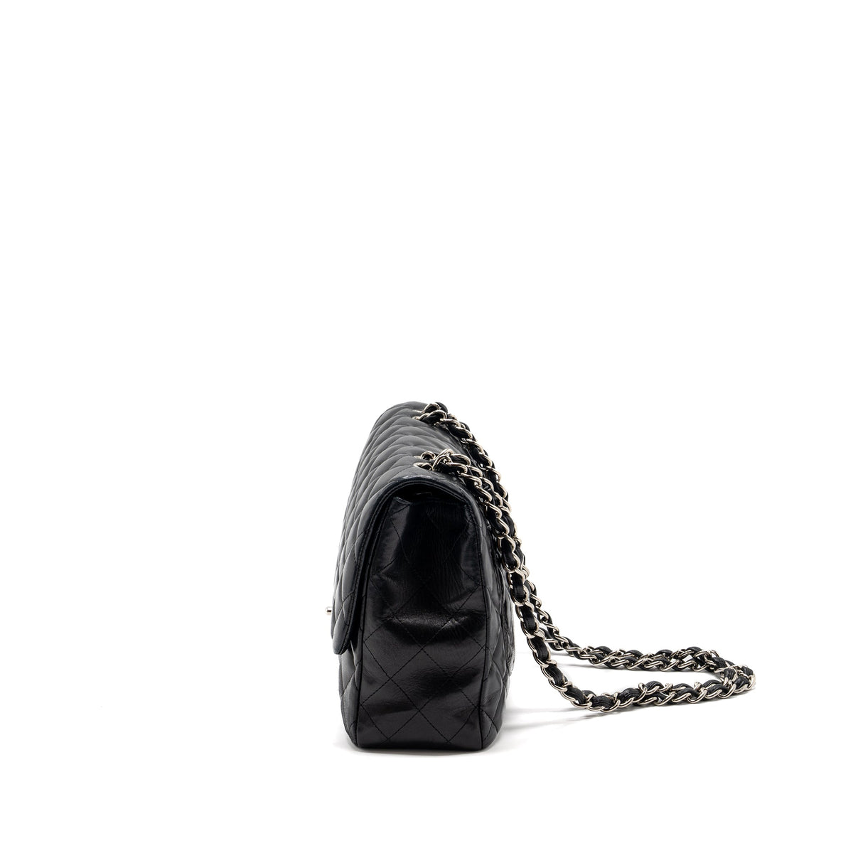 CHANEL CLASSIC JUMBO SINGLE FLAP BAG LAMBSKIN BLACK SHW