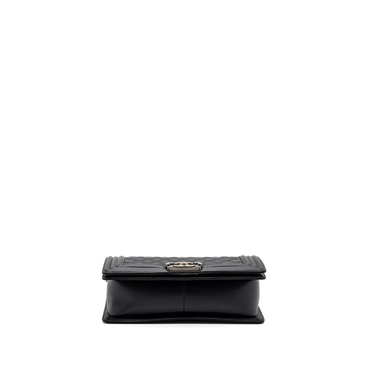 CHANEL MEDIUM BOY BAG CAVIAR BLACK RUTHENIUM SILVER HARDWARE(MICROCHIP)