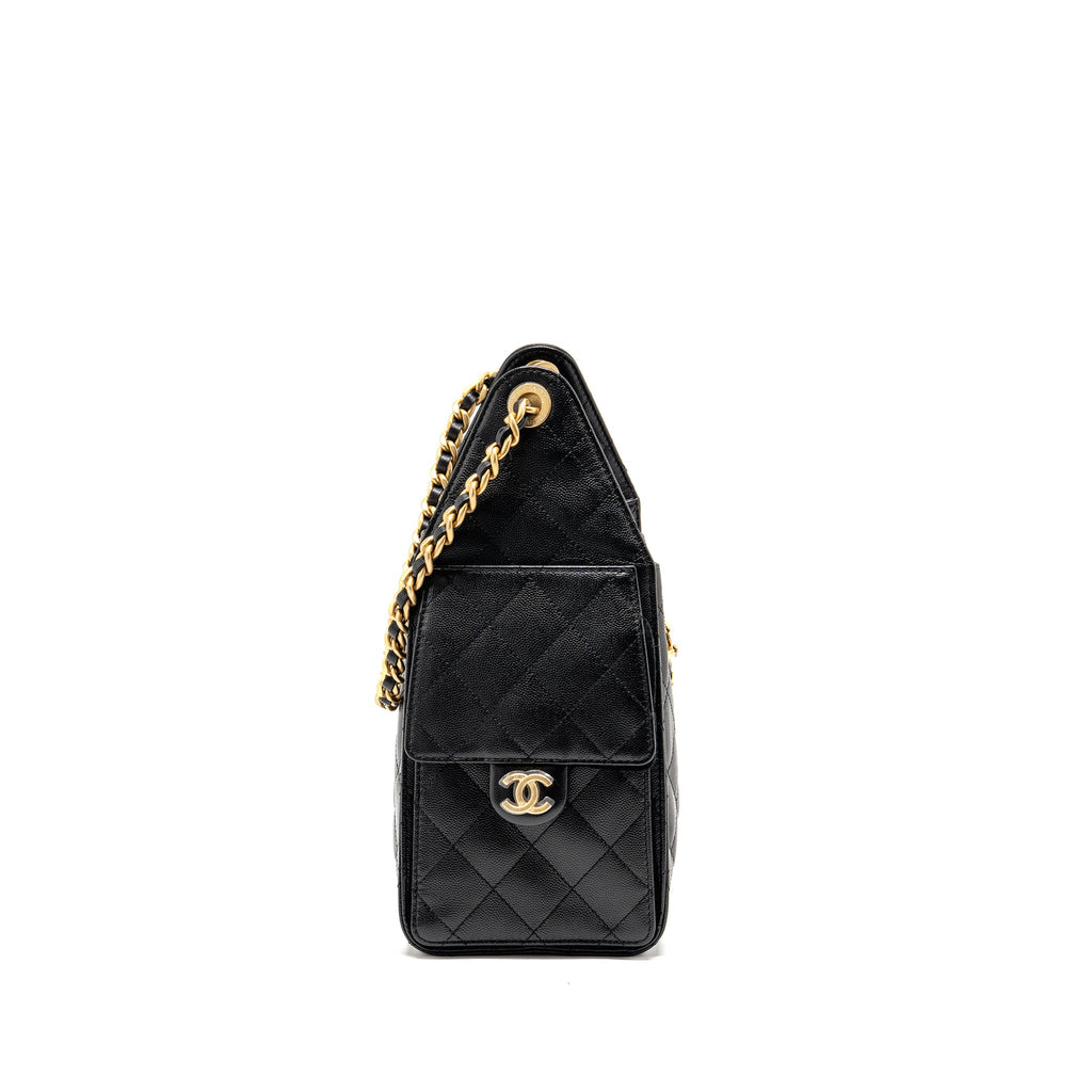 CHANEL SMALL 25 HANDBAG GRAINED CALFSKIN BLACK GHW (MICROCHIP)