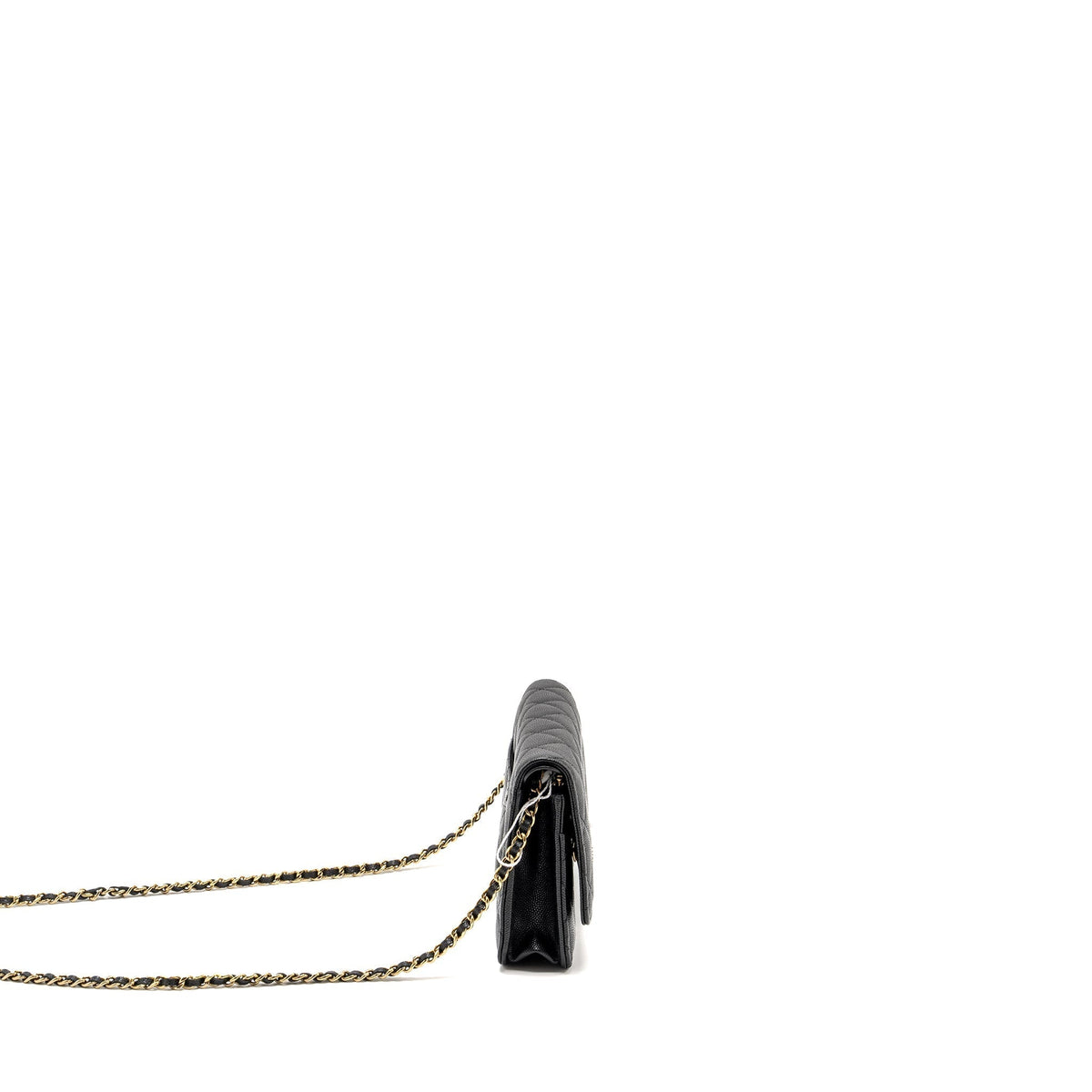 CHANEL DETAILED CC LOGO WALLET ON CHAIN CAVIAR CAVIAR BLACK GHW (MICROCHIP)