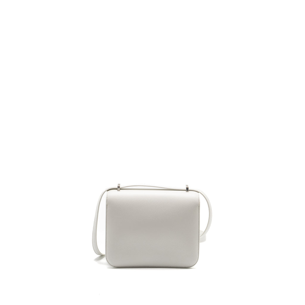 Hermes Mini Constance Evercolor/Alligator Mississippiensis Lisse Buckle New White / Gris Ciment SHW