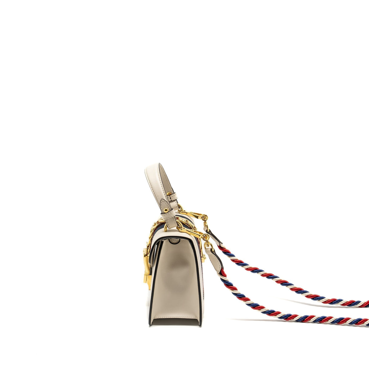 GUCCI MINI SYLVIE TOP HANDLE BAG CALFSKIN WHITE GHW