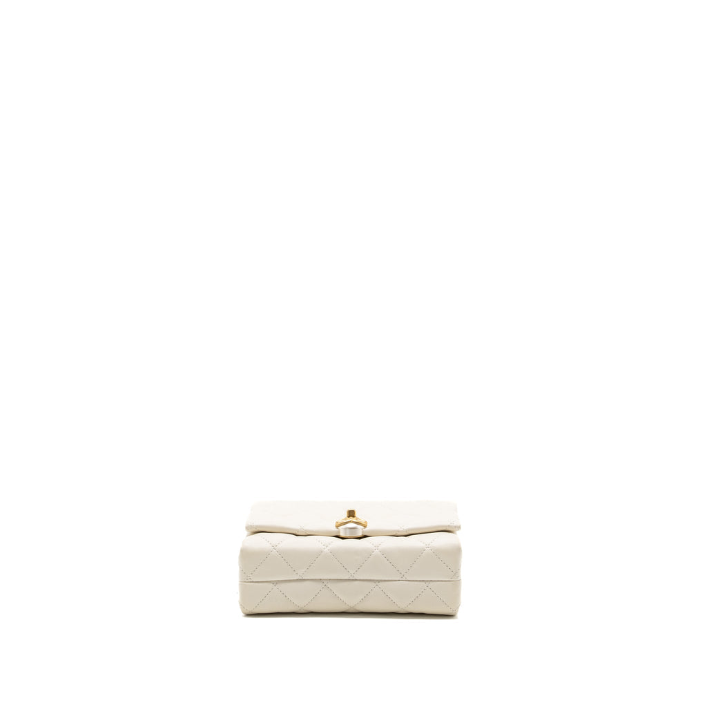 CHANEL QUILTED MINI FLAP BAG CALFSKIN WHITE GHW