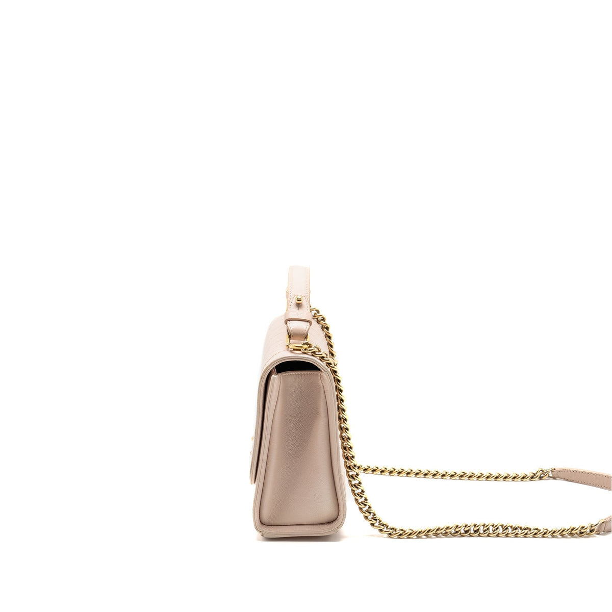 Chanel Top Handle Label Click Flap Bag Grained Calfskin Light Pink LGHW