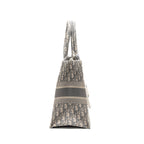 DIOR MEIDUM BOOK TOTE DIOR OBLIQUE EMBROIDERY CANVAS ECRU/GREY