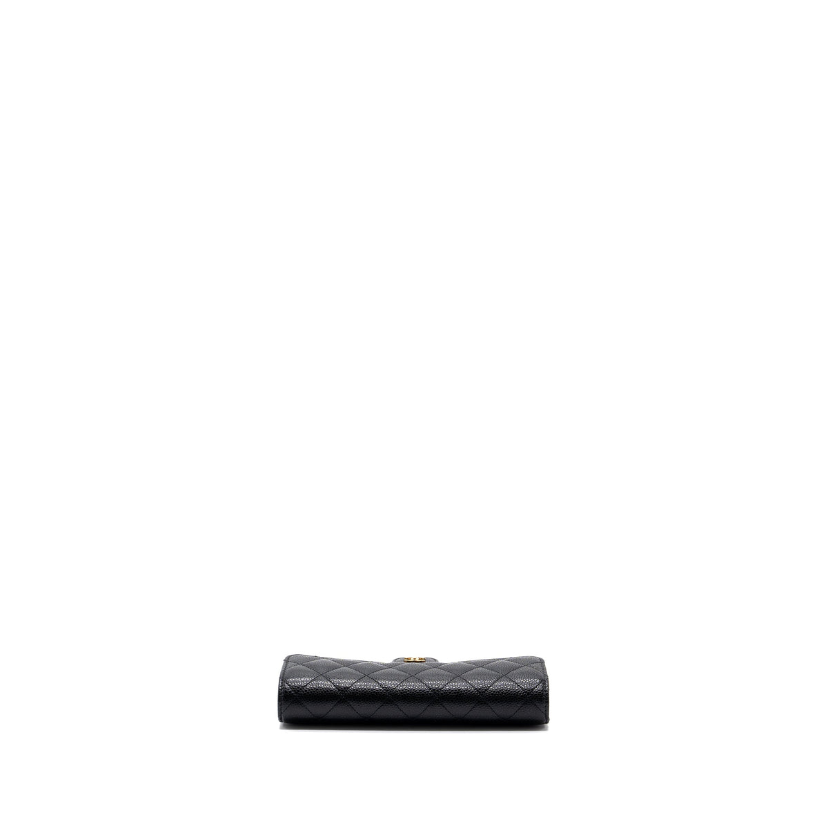 CHANEL CLASSIC FLAP WALLET GRAINED CALFSKIN BLACK GHW