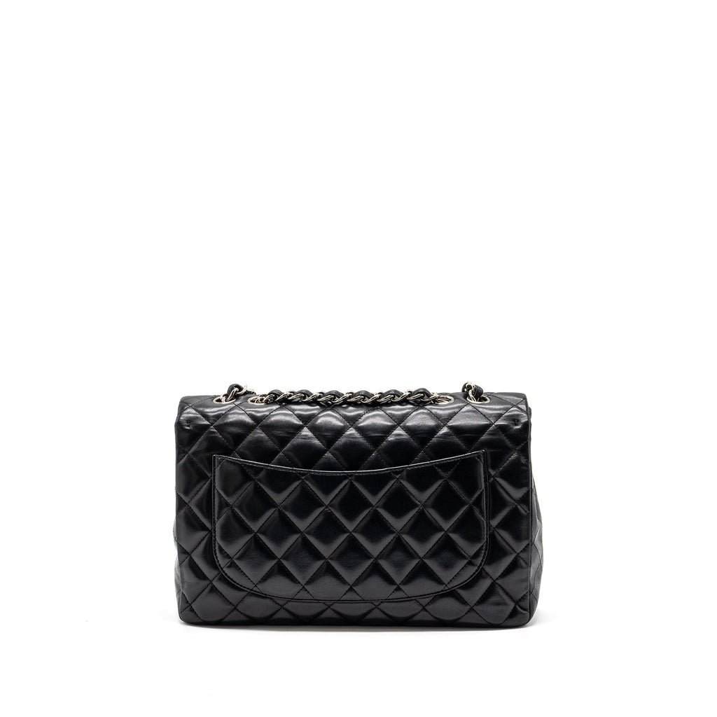 CHANEL CLASSIC JUMBO SINGLE FLAP BAG LAMBSKIN BLACK SHW