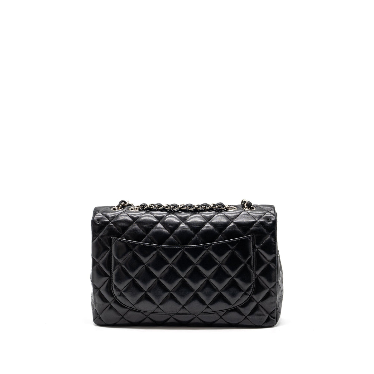 CHANEL CLASSIC JUMBO SINGLE FLAP BAG LAMBSKIN BLACK SHW