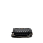 CHANEL MEDIUM BOY BAG CAVIAR BLACK RUTHENIUM SILVER HARDWARE(MICROCHIP)