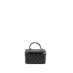 CHANEL TOP HANDLE LONG VANITY WITH CHAIN LAMBSKIN BLACK GHW