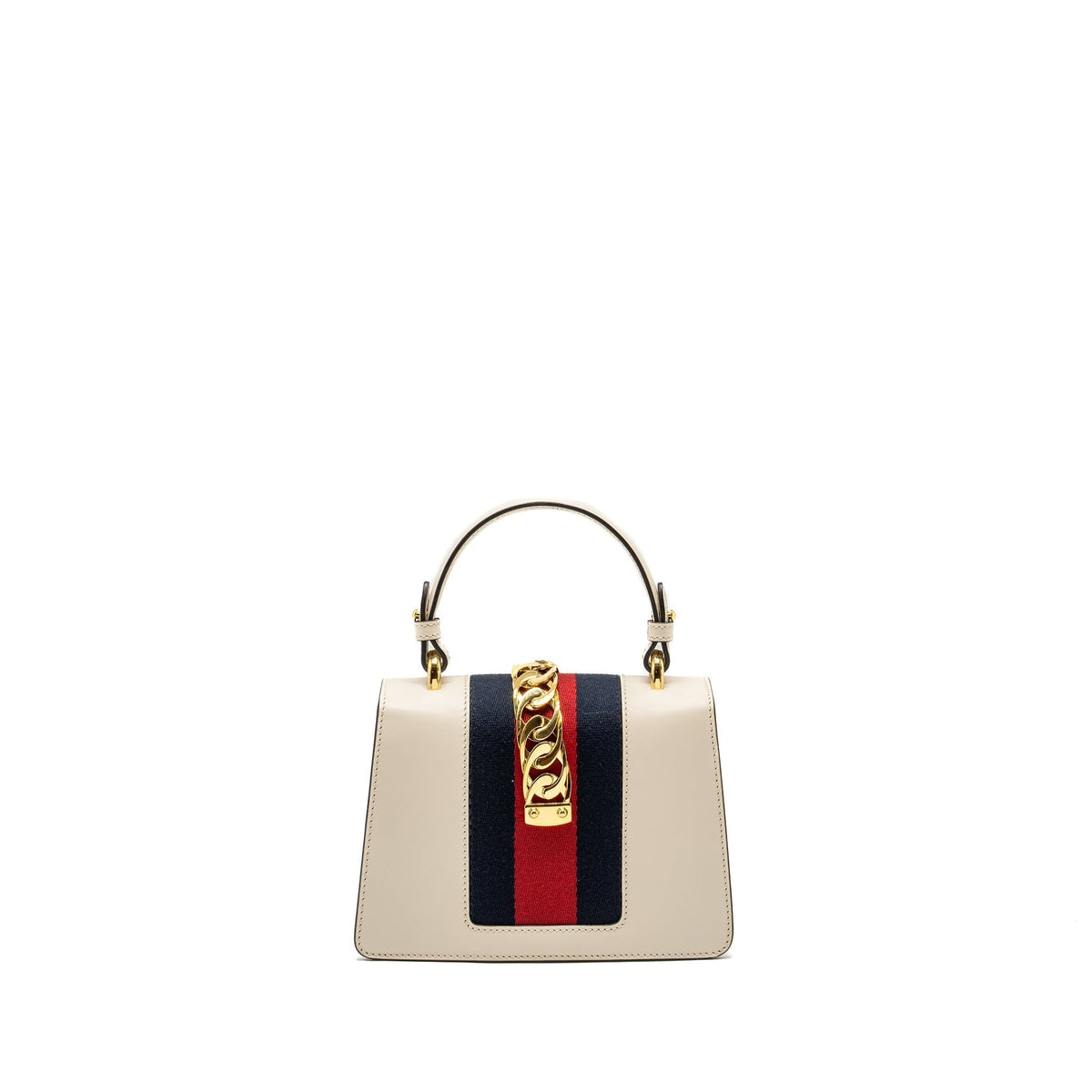 GUCCI MINI SYLVIE TOP HANDLE BAG CALFSKIN WHITE GHW