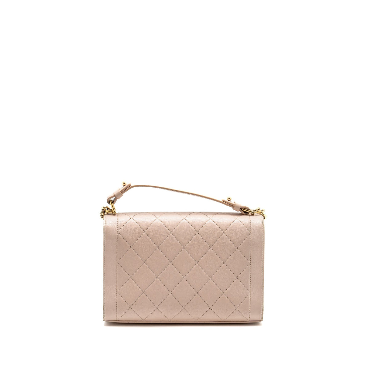 Chanel Top Handle Label Click Flap Bag Grained Calfskin Light Pink LGHW