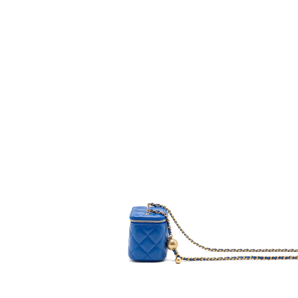 CHANEL PEARL CRUSH MINI VANITY LAMBSKIN BLUE GHW(MICROCHIP)