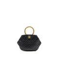 Chanel Pearl Crown Handle Clutch Lambskin Black GHW (Microchip)