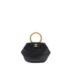 Chanel Pearl Crown Handle Clutch Lambskin Black GHW (Microchip)